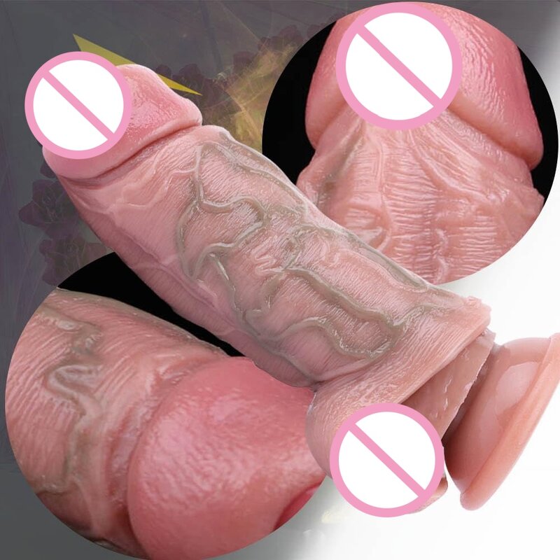 Realistic Hollow Penis Sleeve Enlargement Thick Soft Silicone Cock Ring Sleeve 6-4.5Inch Penis Enlarger Sheath Enhancer for Men