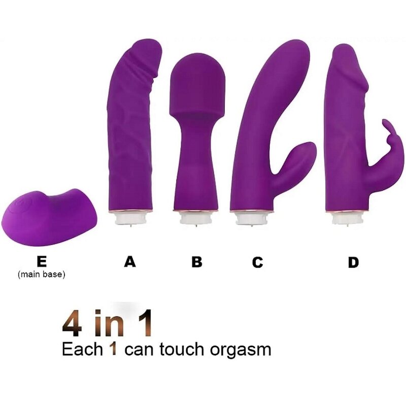 Ultimate Pleasure 4-Pack: Rabbit Dildo Vibration G Spot Stimulator Clitoral Massager Reusable Sex Vibrator Set for Gift