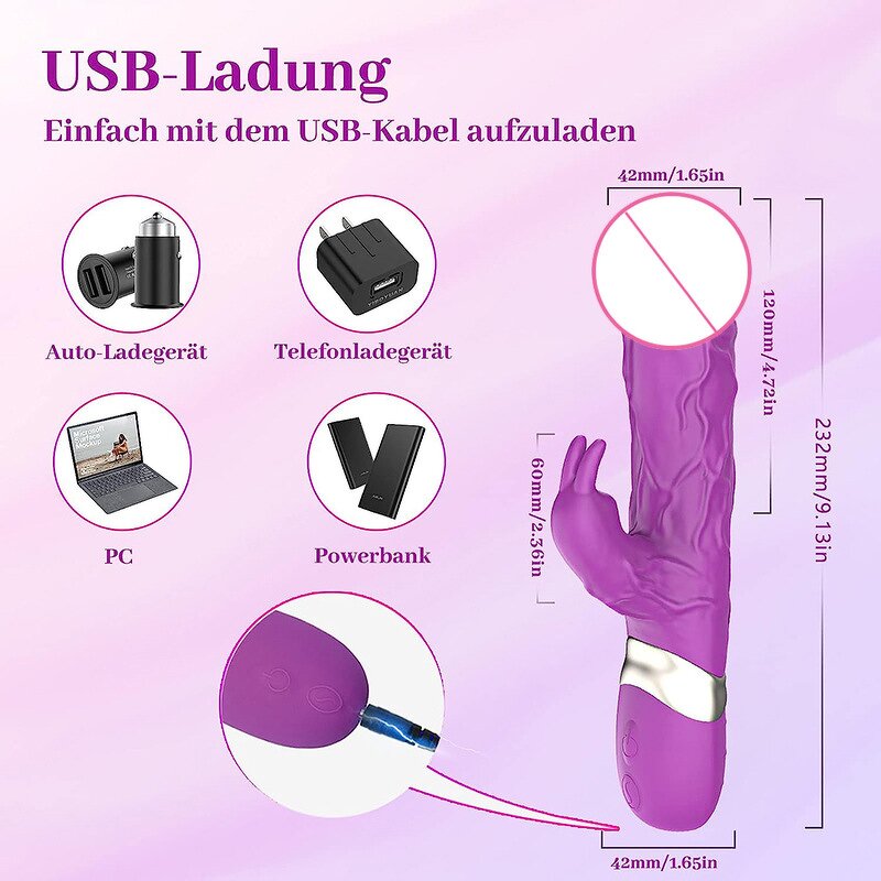 G-Spot Rabbit Vibrator Clitoral Stimulator Rechargeable Sex Toys Silicone Stretch Realistic Dildo Wand Sex Toys for Women