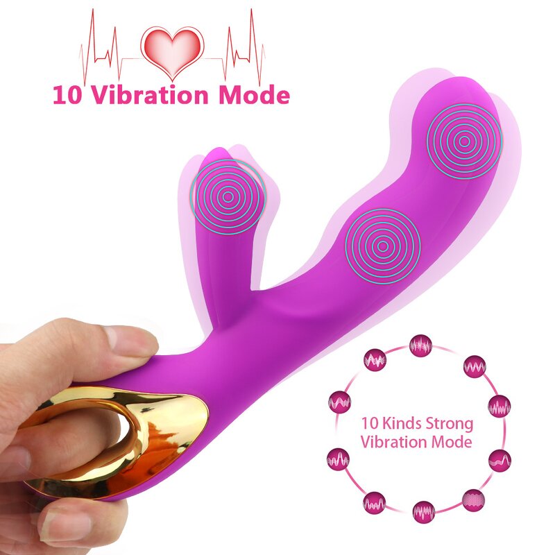Thrusting Rabbit Vibrator Massager Dildo- G Spot with Independent Clitoral Stimulator 10 Patterns Waterproof Rechargeable