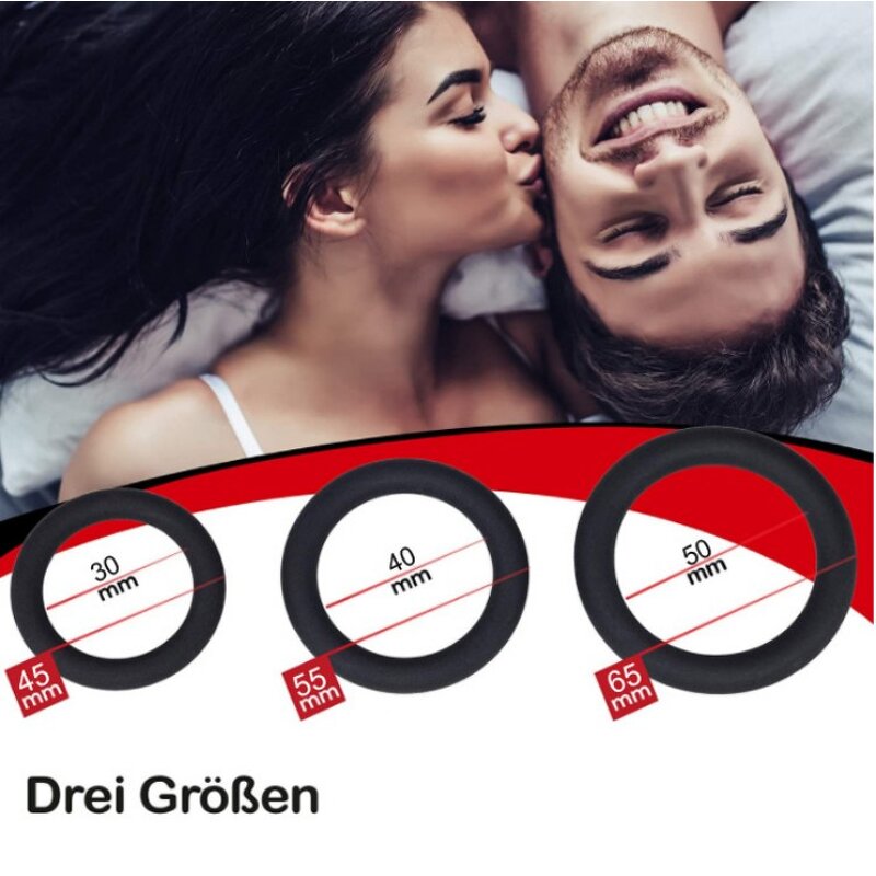 S M L Size 3PCS Set Penis Ring Stay Strong Elastic Men's Cock Ring for Time Delay Ejaculation