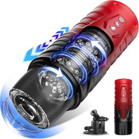 Automatic Male Masturbator Sex Toys for Men with 7 Thrusting & 7 Rotating Modes,Hands Free Pocket Pussy Sex Machine with Base