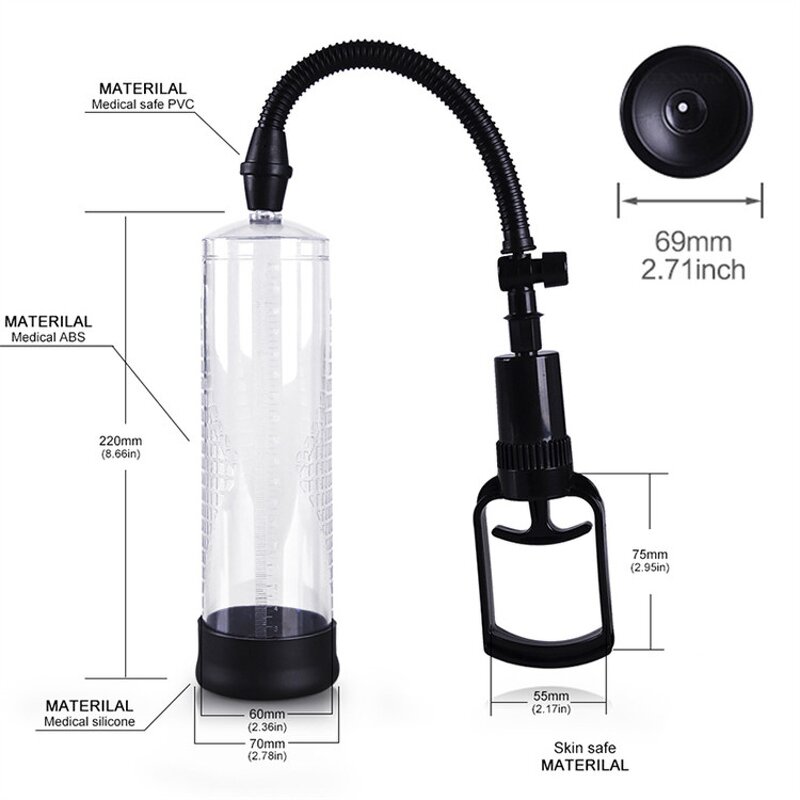 Penis Pump Extender Enlarger, Male Sex Toys Manual Penis Vacuum Pump Cock Sleeve Sexual Enhancer Adult Toys Training Device