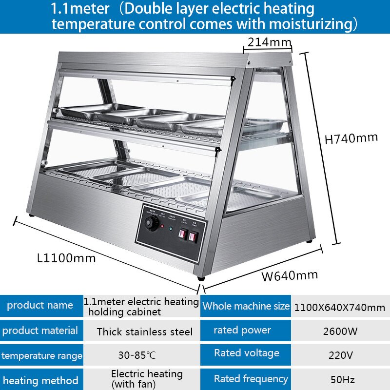 Hot Food Display Manufacturer - 1.1M Stainless Steel Heated Showcase Warmer