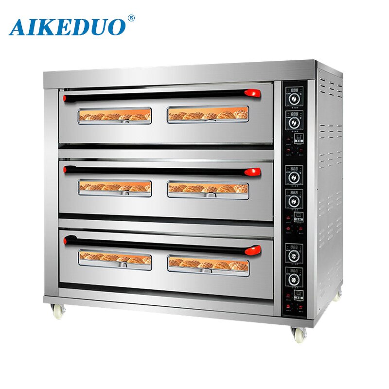 Commercial Bakery Oven Factory - 3 Deck 9 Tray Electric Pizza Bakery Oven