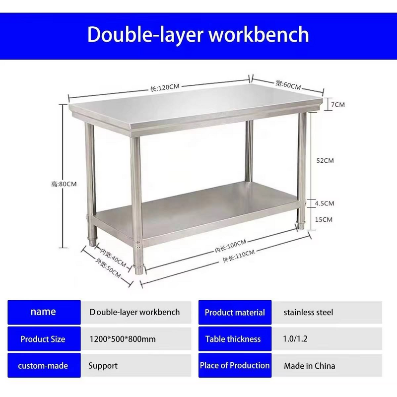 Hotel Work Desk Manufacturer - 2/3 Ply Table Storage Rack Restaurant Workbench