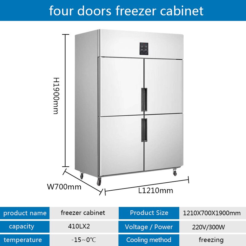 Commercial Freezer Manufacturer - Four Door Frozen Cooler Box Meat Preservation