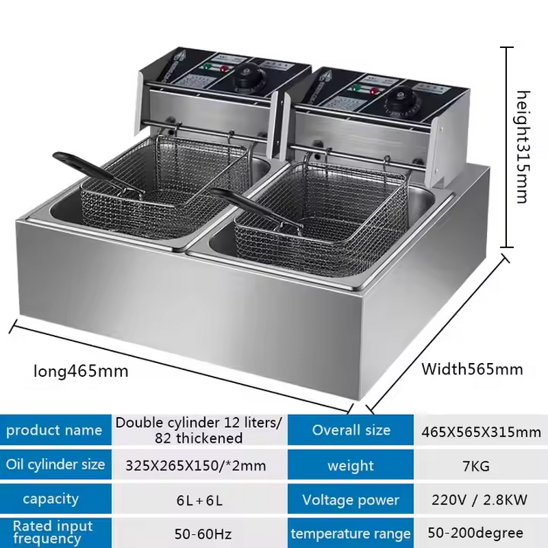 Commercial Electric Fryer Factory - 12L Stainless Steel Easy Operate Fryer