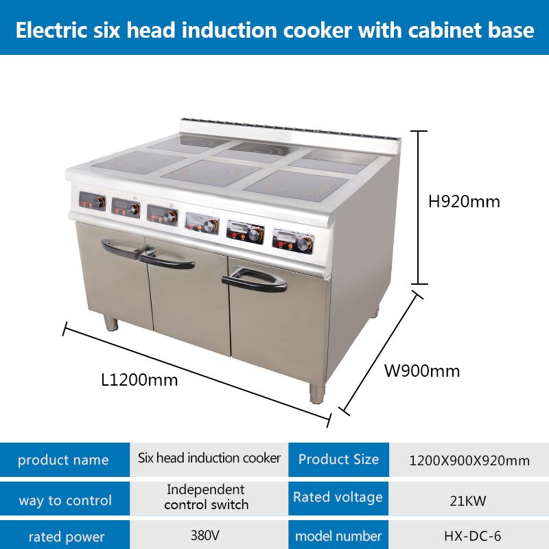 Induction Cooker Manufacturer - 6 Burner Commercial Electric Cooktop 220V