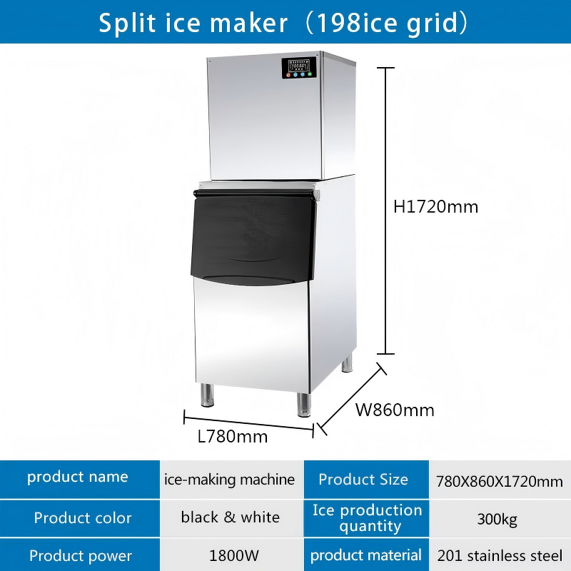 Commercial Ice Cube Maker Factory - 300KG with Storage Box for Restaurant