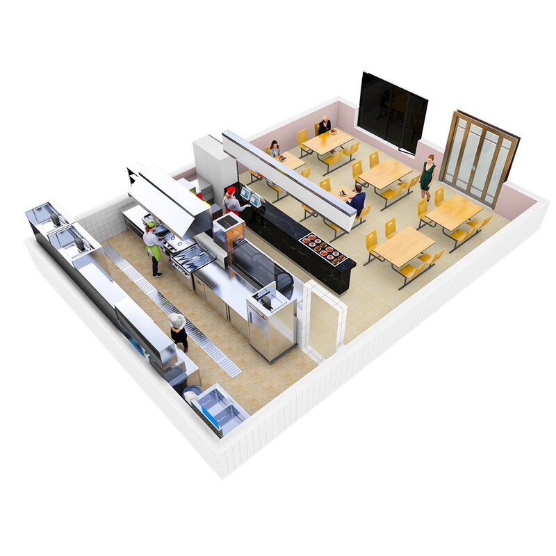 Commercial Kitchen Equipment Factory - Stainless Steel School Industrial Kitchen