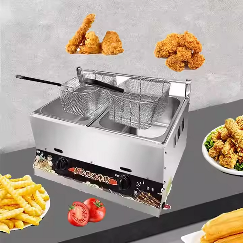 Gas Fryer Manufacturer - 6L+6L Double Cylinder CE Certified Fryer