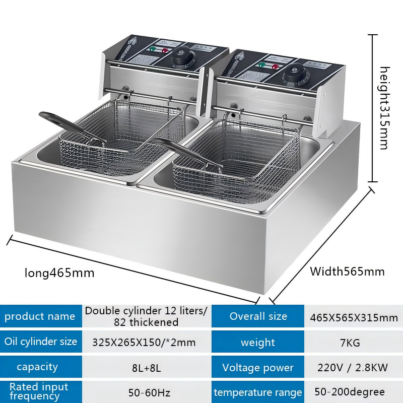 Commercial Deep Fryer Manufacturer - Double Basket 8L+8L Electric Fryer