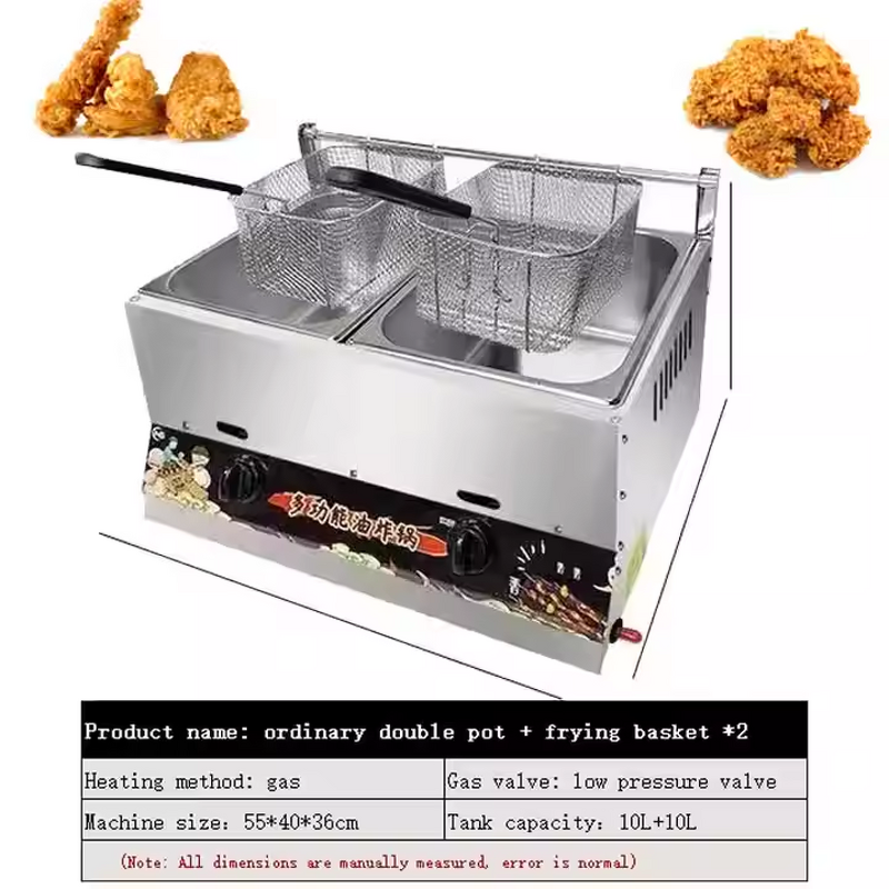 Gas Fryer Manufacturer - 6L+6L Double Cylinder CE Certified Fryer