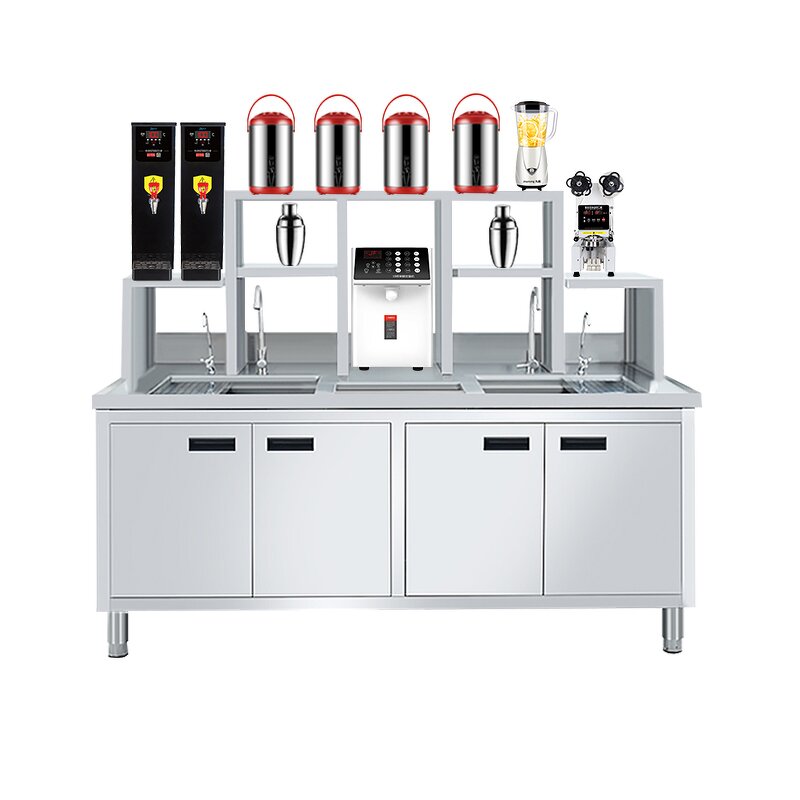 Drink Station Manufacturer - 1.8M Customizable Milk Tea Juice Bar Counter