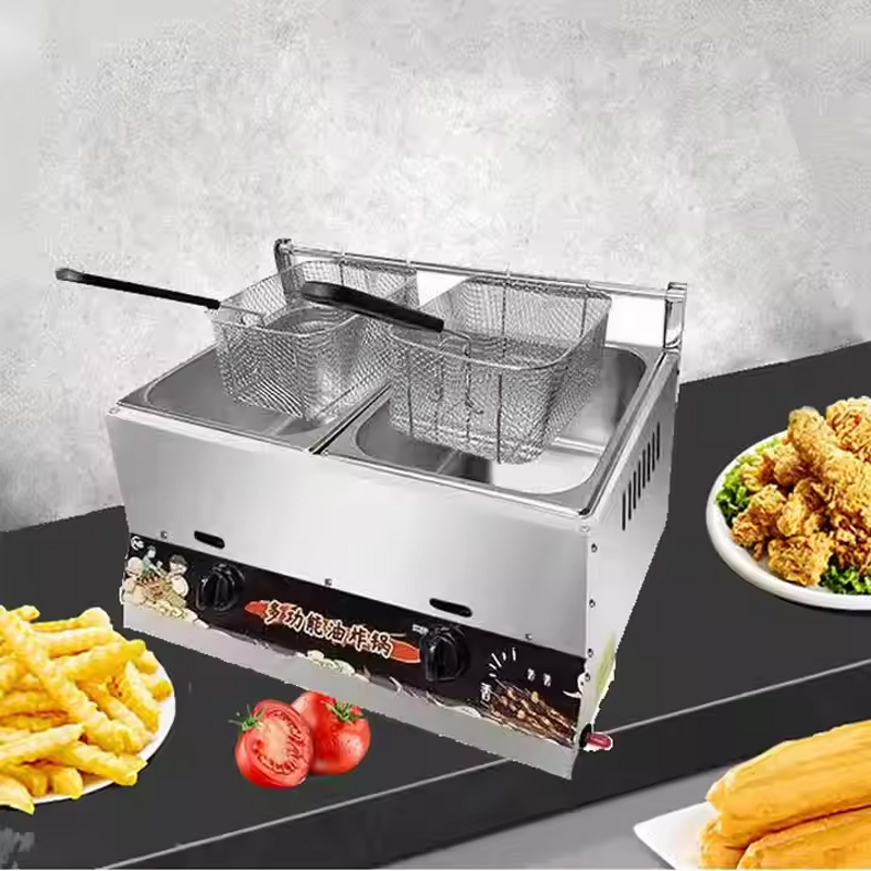 Gas Fryer Manufacturer - 6L+6L Double Cylinder CE Certified Fryer