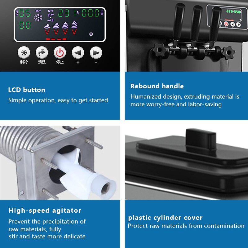 Soft Serve Ice Cream Machine Factory - OEM Three Flavor Ice Cream Maker