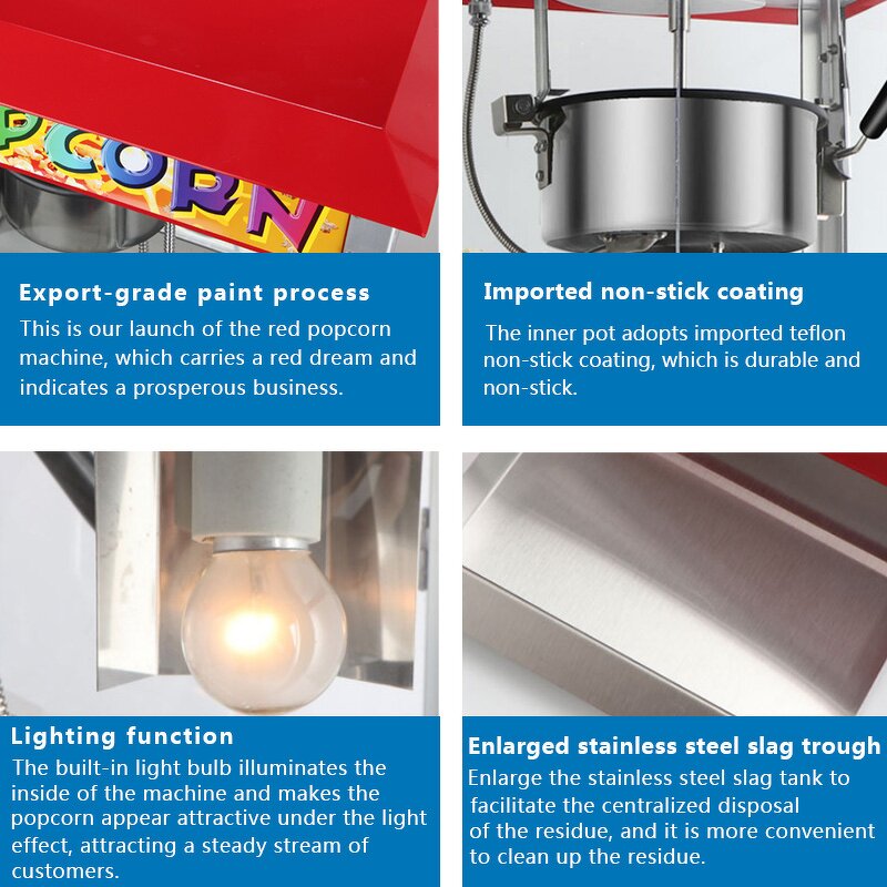 Commercial Popcorn Machine Manufacturer - Portable Automatic Stainless Steel