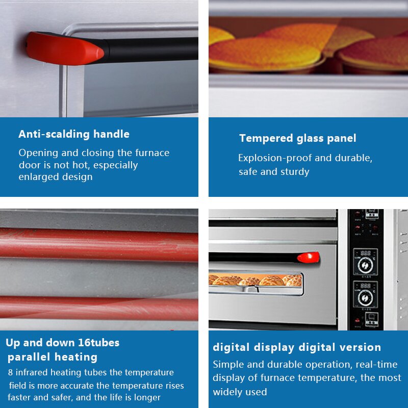 Commercial Bakery Oven Factory - 3 Deck 9 Tray Electric Pizza Bakery Oven