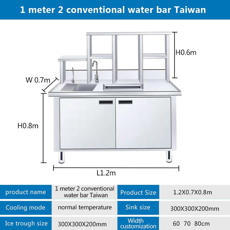 Kitchen Workbench Manufacturer - 1.2M Stainless Steel with Pool Conventional