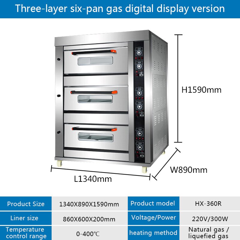 Commercial Gas Oven Factory - 3 Deck 6 Trays Bakery Machine Equipment