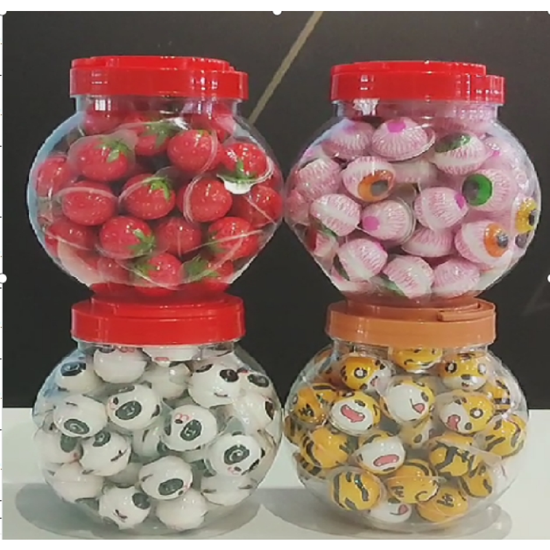 Wholesale Halal Sweet Fruit Flavor Filled 3d Gummy Eyeballs Candy Jelly Ball Soft Candy in Bottle