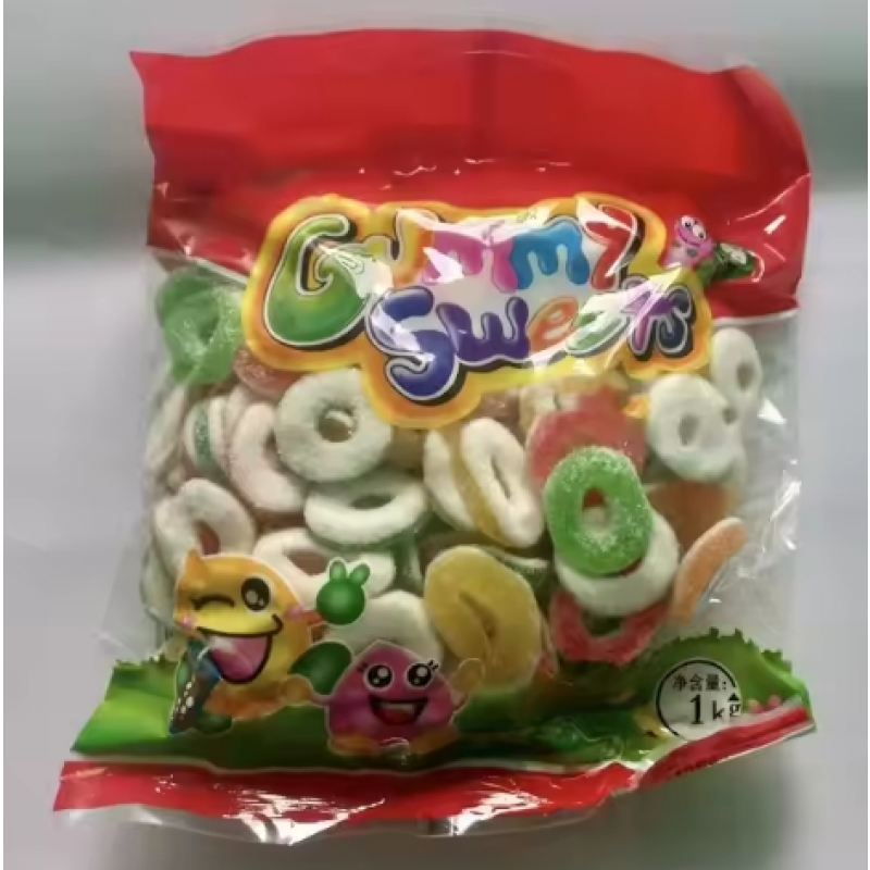Certified Halal Fruit-Flavored Sour Sweet Gummy Juice Fudge Colored Soft Texture Variety Pattern Sugar-Filled Fruit-Bag Bulk