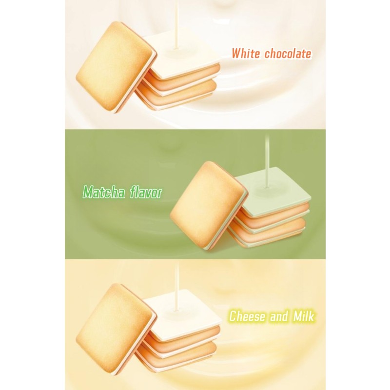 90g Bag Filled Sandwich Cookies With White Chocolate/cheese Milk/matcha Flavor Sandwich Cookies