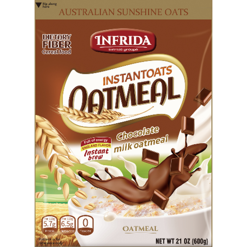 600g Bulk Instant Chinese Oatmeal in 3 Flavors Sweet Yogurt Nuts Chocolate Packaged in Bag for Adults