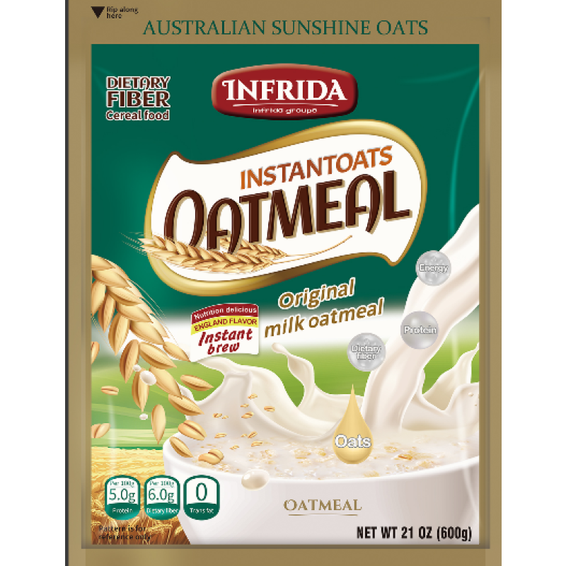 600g Bulk Instant Chinese Oatmeal in 3 Flavors Sweet Yogurt Nuts Chocolate Packaged in Bag for Adults