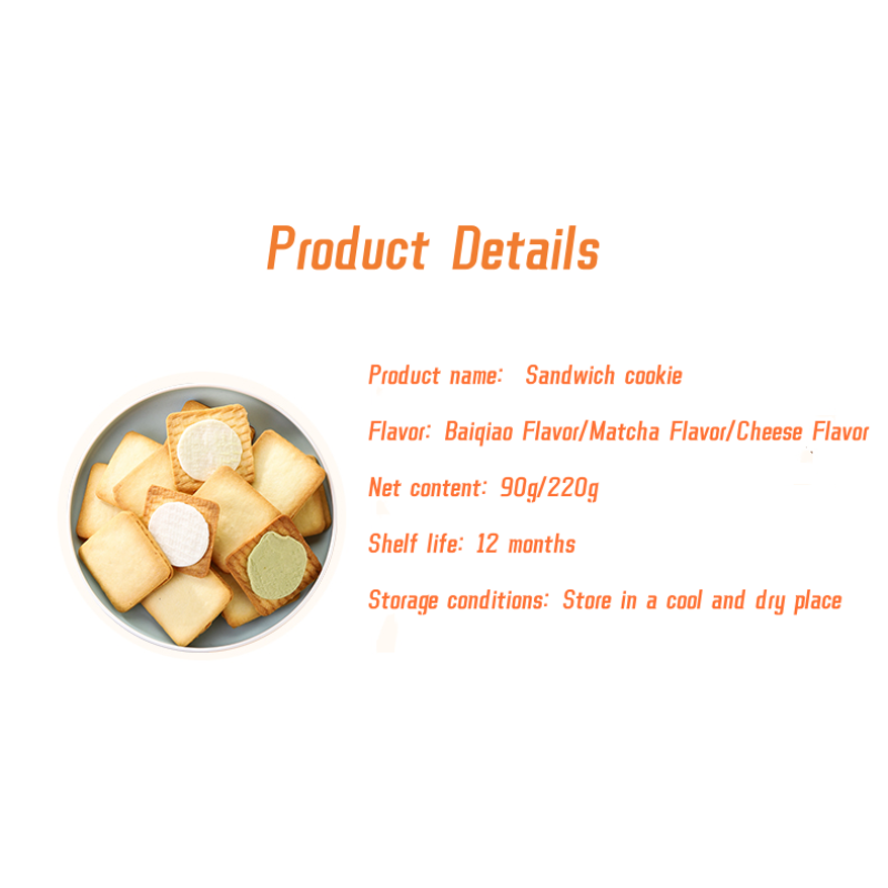 High Quality Sweet Sandwich Cookies Biscuits White Chocolate/cheese Milk/matcha Flavor Sandwich Cookies Snacks Wholesale