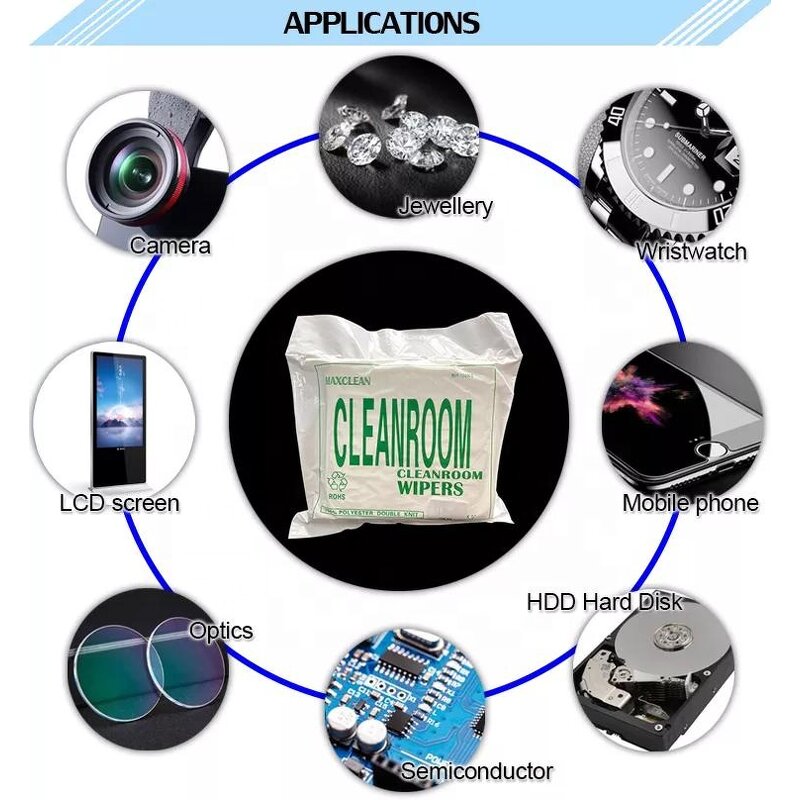Cleanroom Wipers Factory - 6x6 Inch Class 100 Laser Cut Polyester Cloth