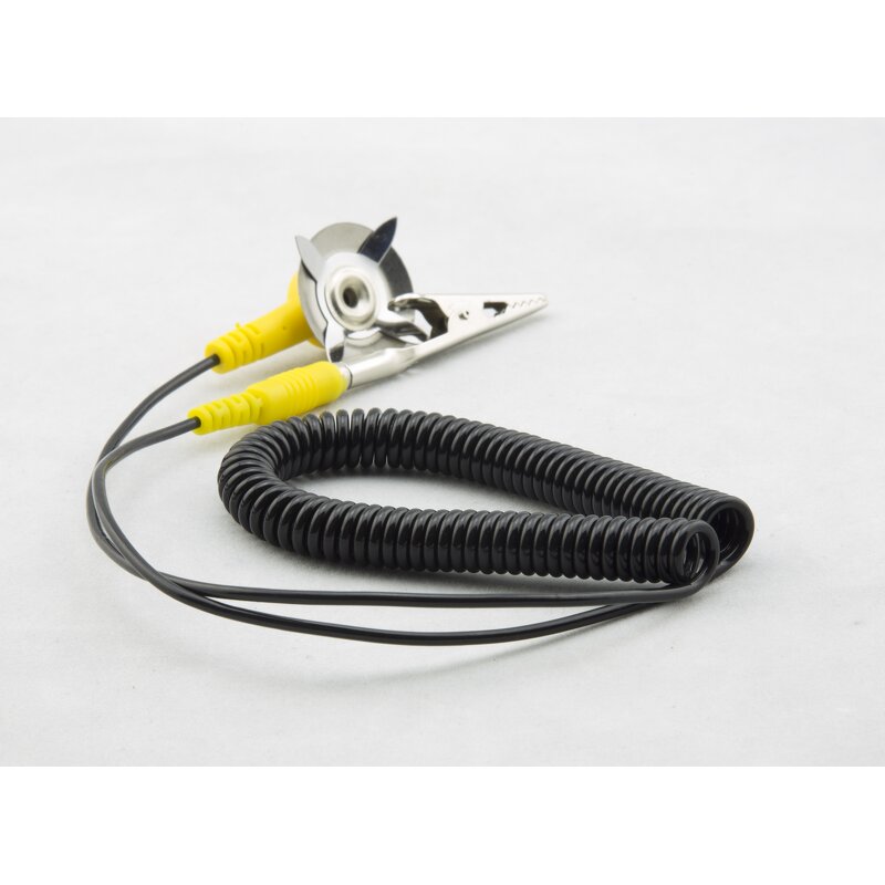 PU ESD Grounding Coil Cord Manufacturer - Blue Black Yellow 1.8m with Plug