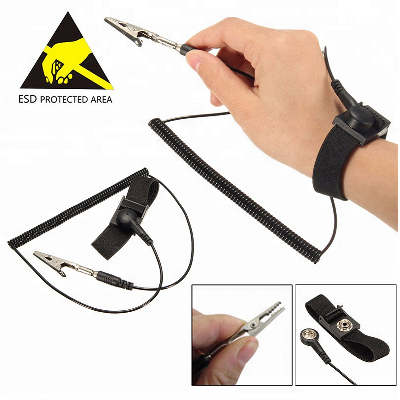 Black ESD Wrist Strap Manufacturer - with 6ft-12ft PU Grounding Cord