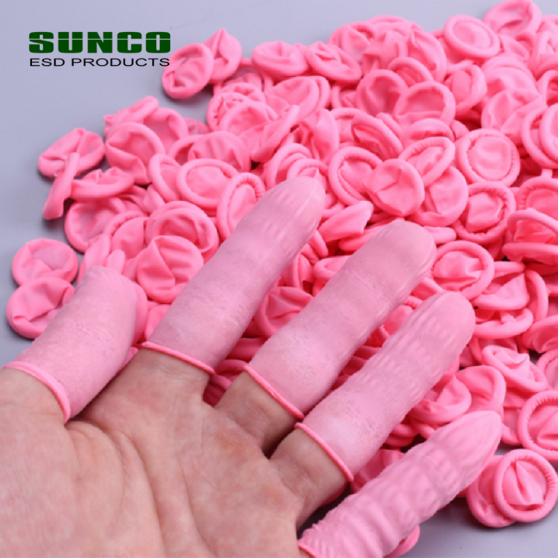 Natural Latex ESD Finger Cots Supplier - Pink for Semi-Conductor Cleanroom