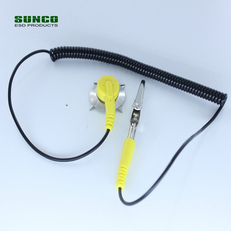 ESD Grounding Coil Cord Supplier - with Press Button and Clip for Station
