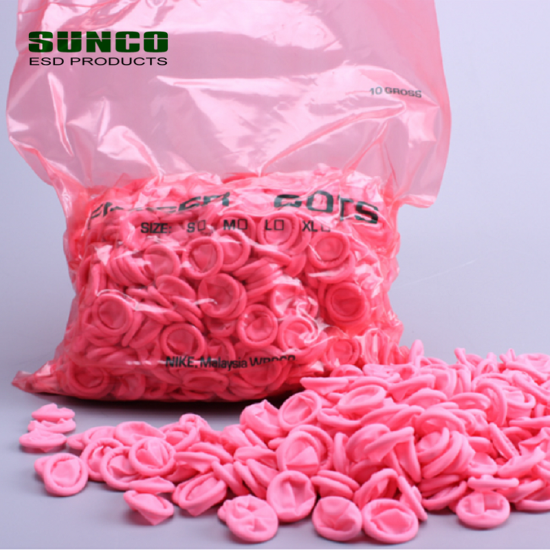 Natural Latex ESD Finger Cots Supplier - Pink for Semi-Conductor Cleanroom