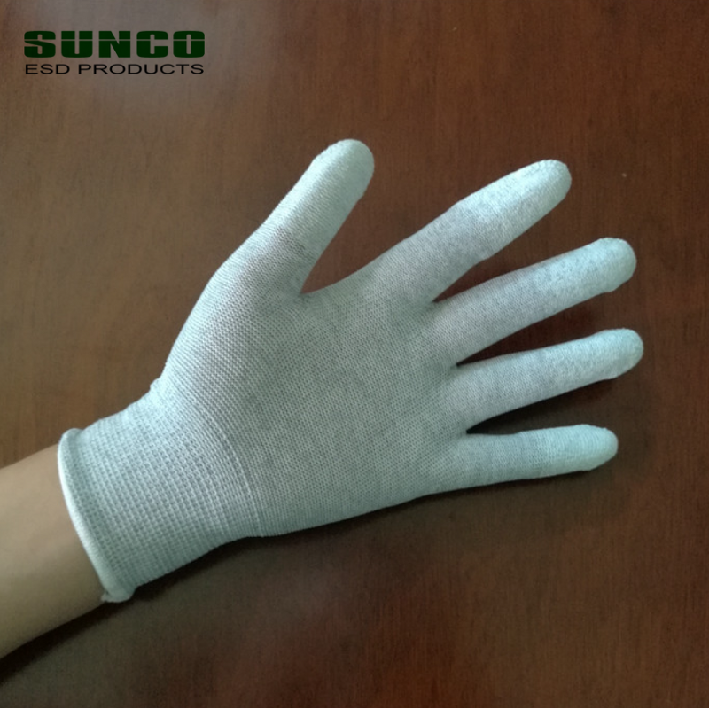 ESD Gloves Factory - PU Finger Coated Antistatic Nylon Resistant