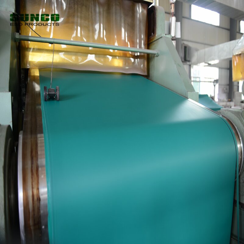 ESD Rubber Sheet Manufacturer - 2mm Conductive Textured Green Gray Blue