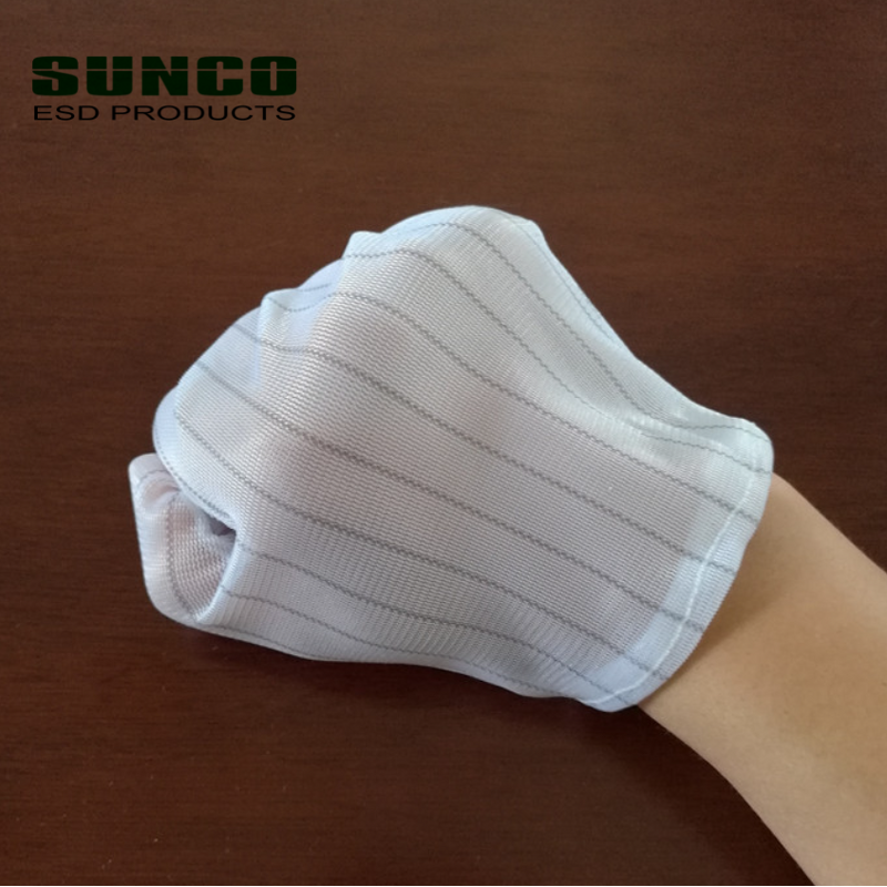 ESD Polyester Gloves Manufacturer - White Lint Free Double Sides Stripe