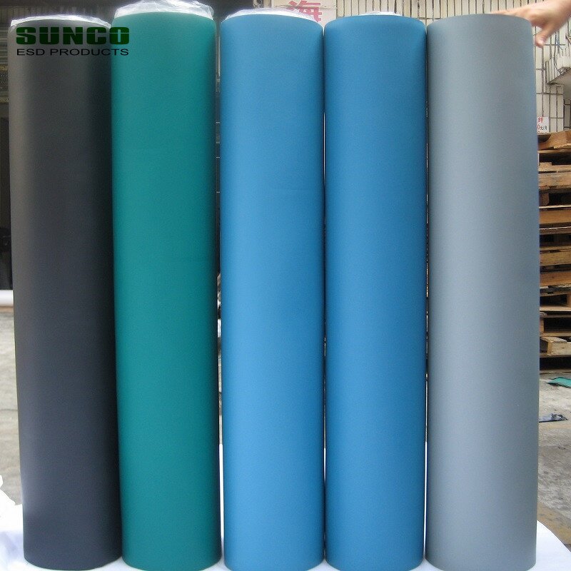 Anti Static Rubber Mat Roll Factory - Blue Green Gray Textured Table Mat