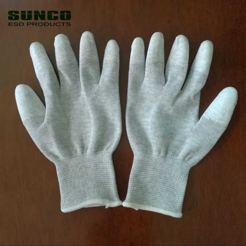 ESD Gloves Factory - PU Finger Coated Antistatic Nylon Resistant