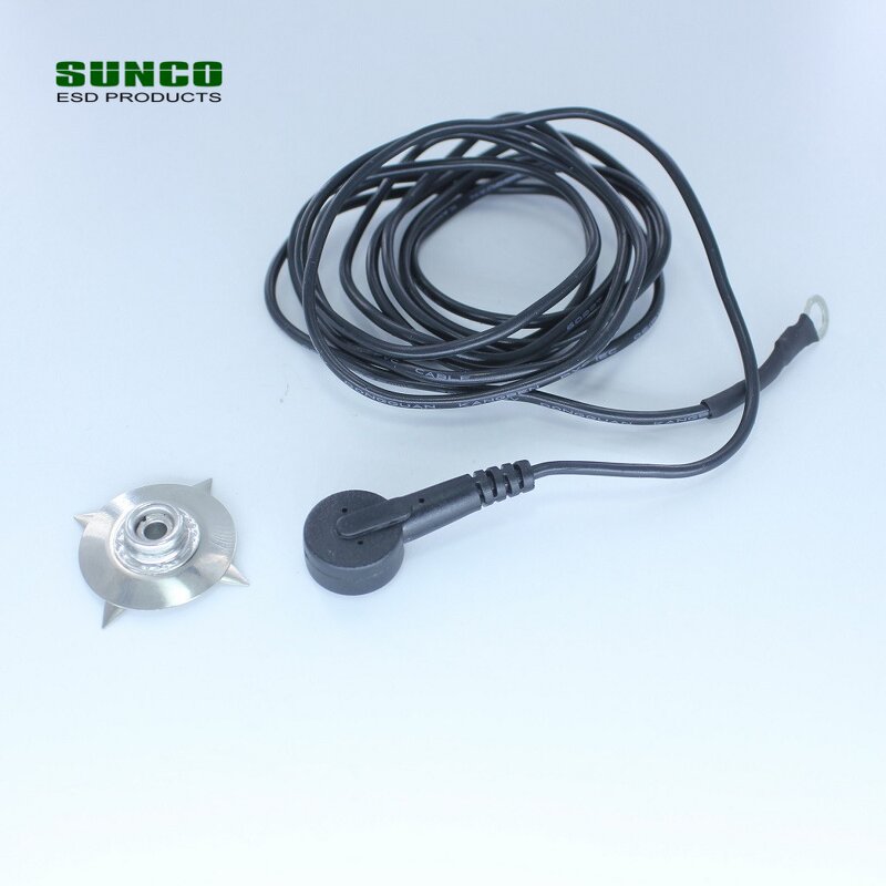 ESD Grounding Coil Cord Supplier - with Press Button and Clip for Station