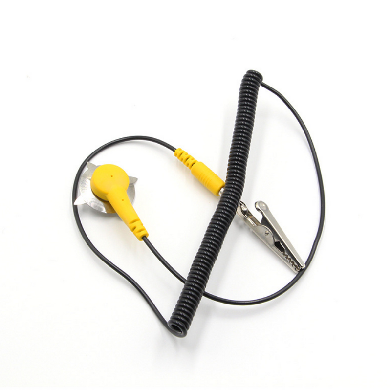 PU ESD Grounding Coil Cord Manufacturer - Blue Black Yellow 1.8m with Plug