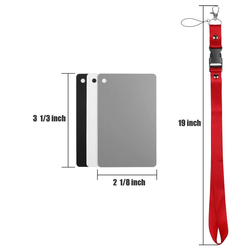 White Balance Cards Factory - 3 in 1 Photography 18% Gray Card with Neck Strap