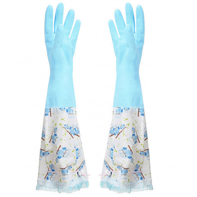 Warm Kitchen Gloves Supplier - GC2008 Long Rubber Waterproof PVC Plus Velvet Dishwashing