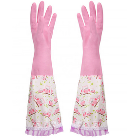 Warm Kitchen Gloves Supplier - GC2008 Long Rubber Waterproof PVC Plus Velvet Dishwashing
