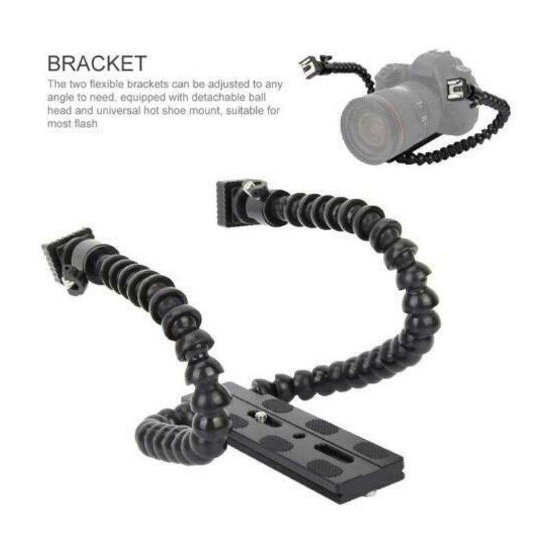 Flash Mount Bracket Factory - Flexible Dual Twin-arm Hot Shoe Camera Mount