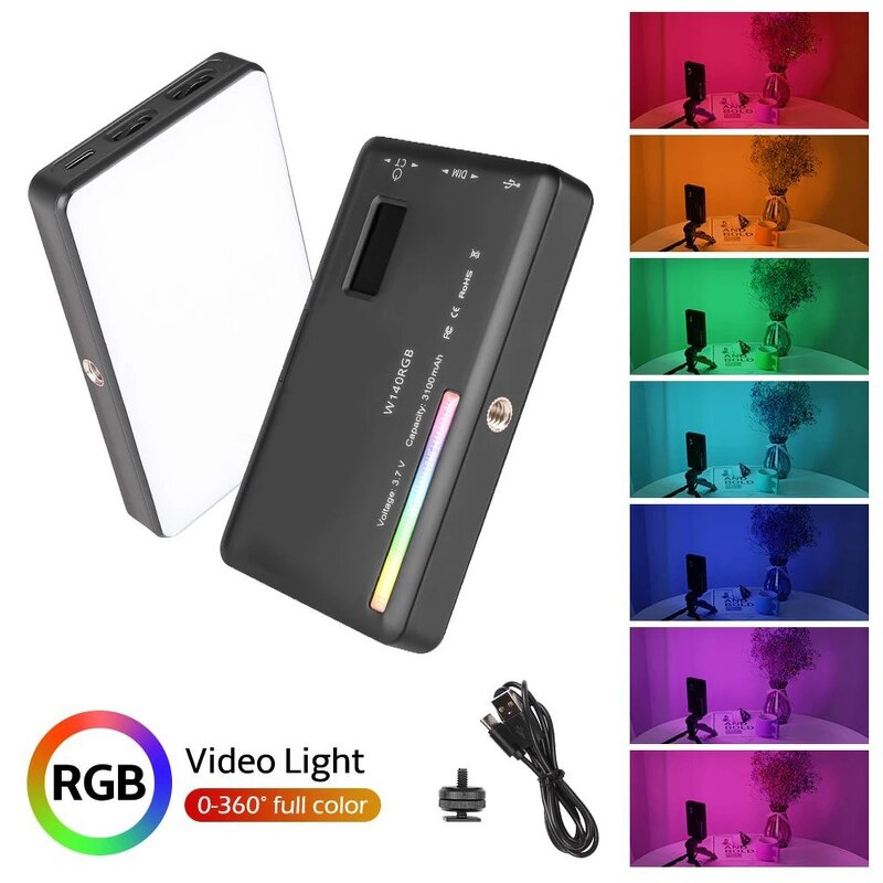 RGB Camera LED Light Factory - W140 360 Full Color 2500-9000K Rechargeable Panel