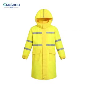 Safety Rain Jacket Manufacturer - SAILGOOD Custom High Visibility Men's Long Hooded